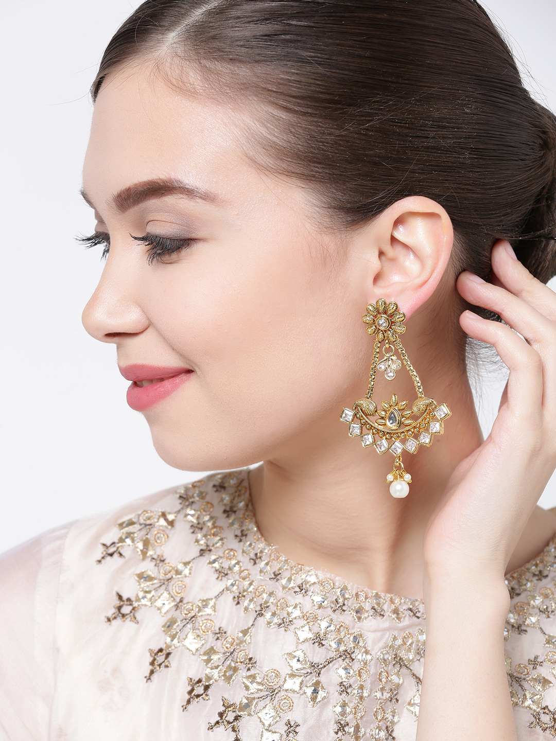 YouBella Gold-Toned Crescent-Shaped Chandbalis